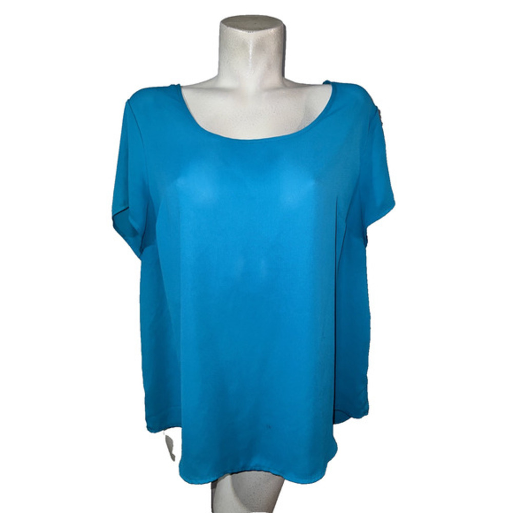 TORRID Top Size 1X (1) Blue Strappy Back Short Sleeve Pullover‎ Blouse